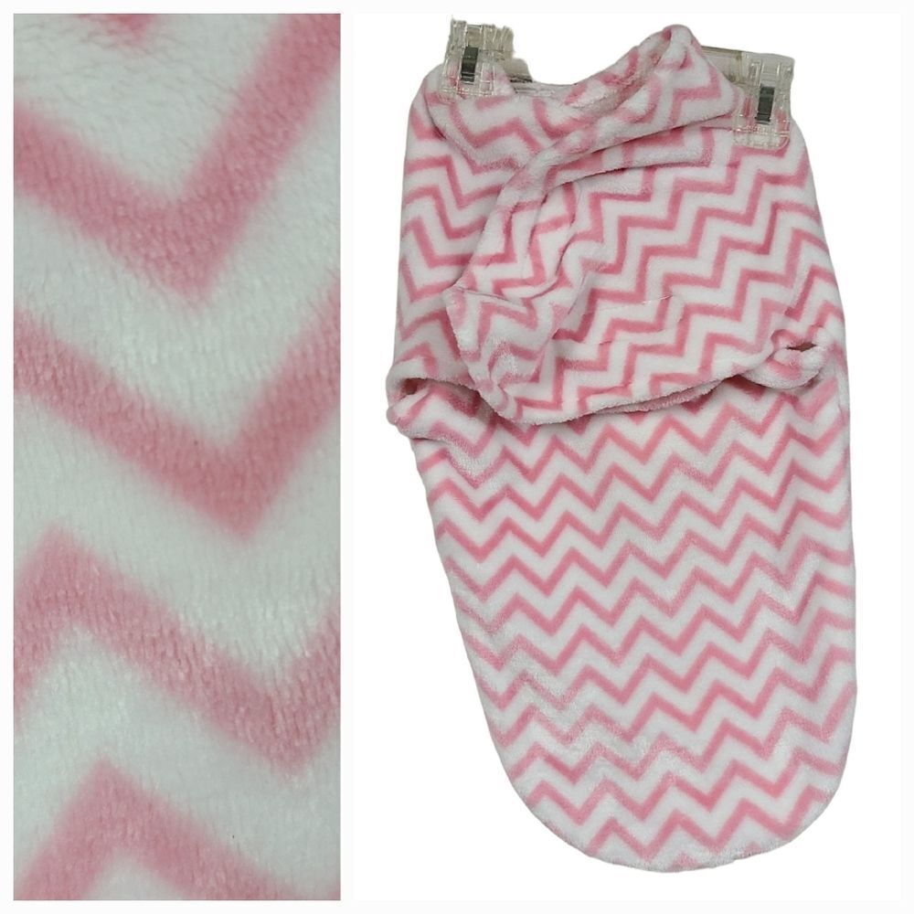 Baby Kiss Minky Soft Plush Blanket Swaddle Sleep Sack Pink Chevron Fleece Girls